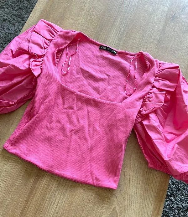 ZARA puff sleeve crop top - Image 2