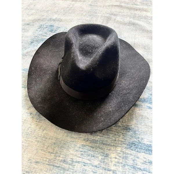 Black 100% Wool Felt Cowboy Rancher Hat - Image 6