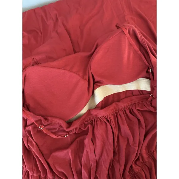 NWT OGL Vacay Gathered U-Neck Spaghetti Midi Bra Dress Pockets Size XL Red - Image 6