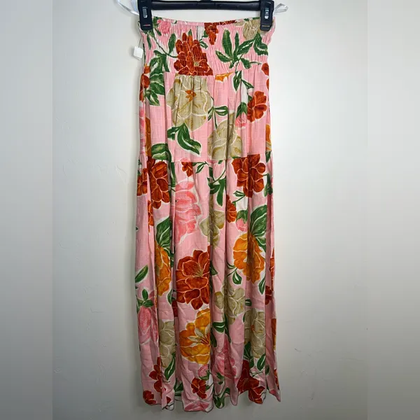 Paper Heart Floral Maxi skirt and top‎ linen blend set small - Image 4