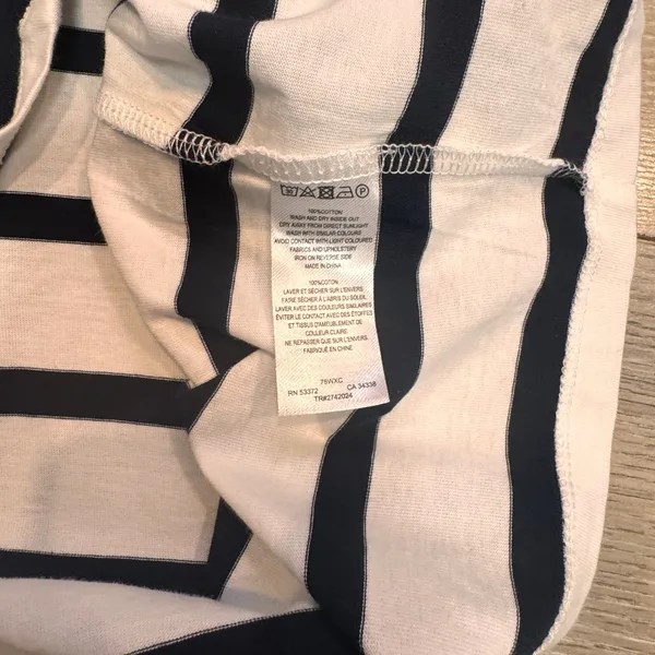 FRENCH CONNECTION Striped T Shirt Top White Black Cotton‎ Classic Boxy Fit Large - Image 4