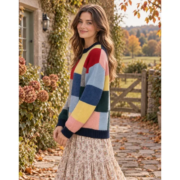 Vintage EVERETT HOLZAPFEL Nashville 100% Wool Colorblock Sweater Knitwear Large - Image 4