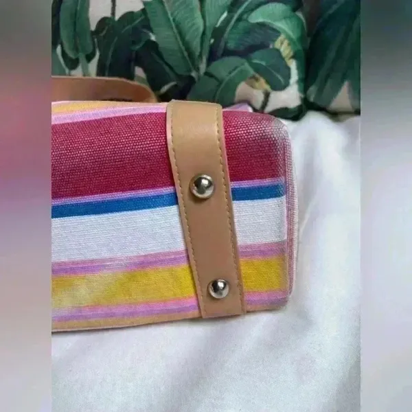 Women’s Multicolor‎ Striped Beach Bag Pink - Image 8