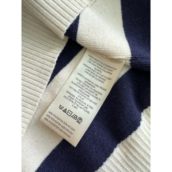 Free People Coastal Stripe Pullover Champagne Navy Combo Large - Image 6