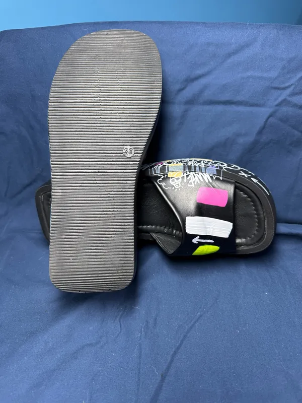 Bengzo Baldini Istanbul Hand-Painted Platform Slides Black Sandals - Image 3