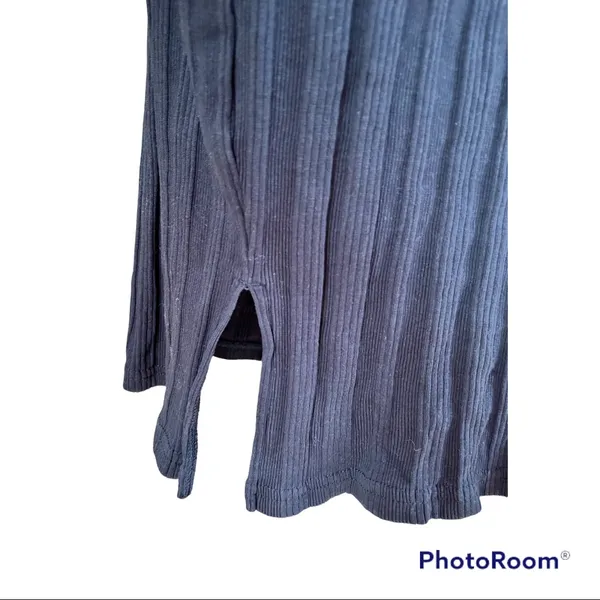 Pact Ribbed Long Sleeve Organic Cotton Midi Dress Navy Small - Image 6