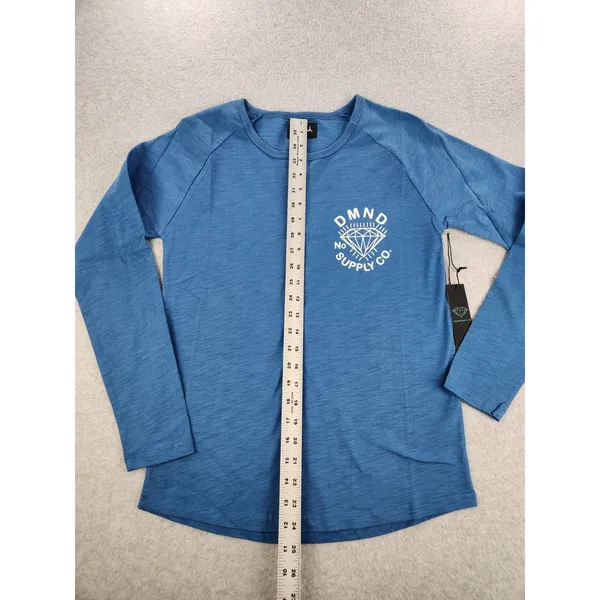 NWT Diamond Supply Co. Womens Sz XSMALL Washed Blue Henley‎ Long Sleeve Shirt XS - Image 4