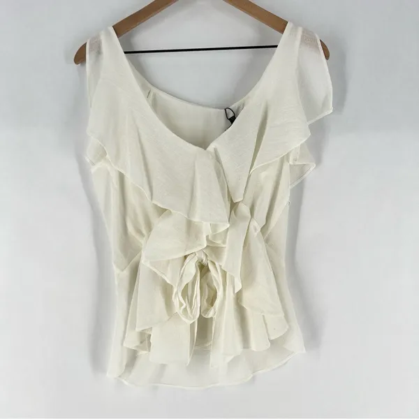 Max Studio Lightweight‎ Gauzy Layered Ruffle Sleeveless Peplum Top Feminine - Image 8