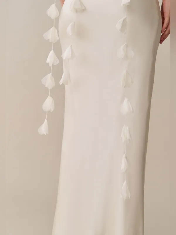NWT Few Moda Ingrid Dress size Small S Ivory Cream silky ruffle maxi o.p.t cowl - Image 7