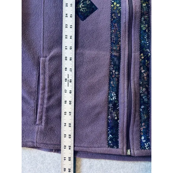 Woolrich Fleece Full‎ Zip Vest Purple Floral Patch Granny Cottagecore Women's XL - Image 7