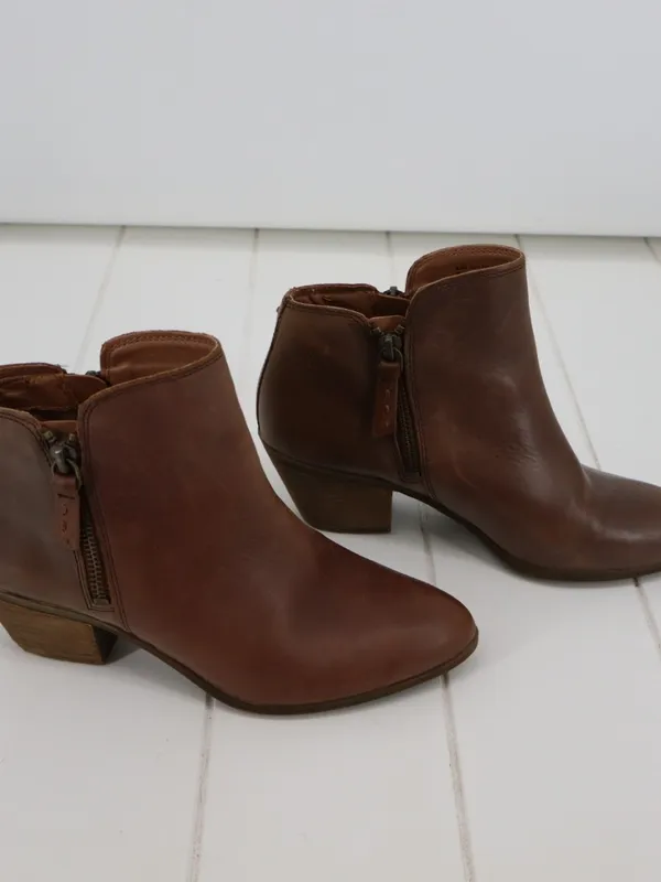 Frye Judith Double Zip Leather Ankle Boots 6.5M Brown Western Boho Block Heel - Image 3