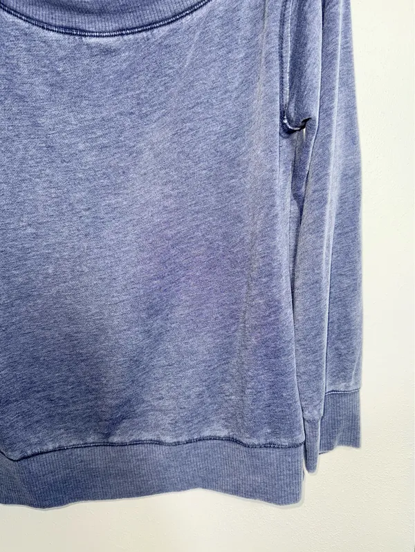Maurices Off The Shoulder Sweatshirt Washed Navy Blue Fleece Lined - Image 4