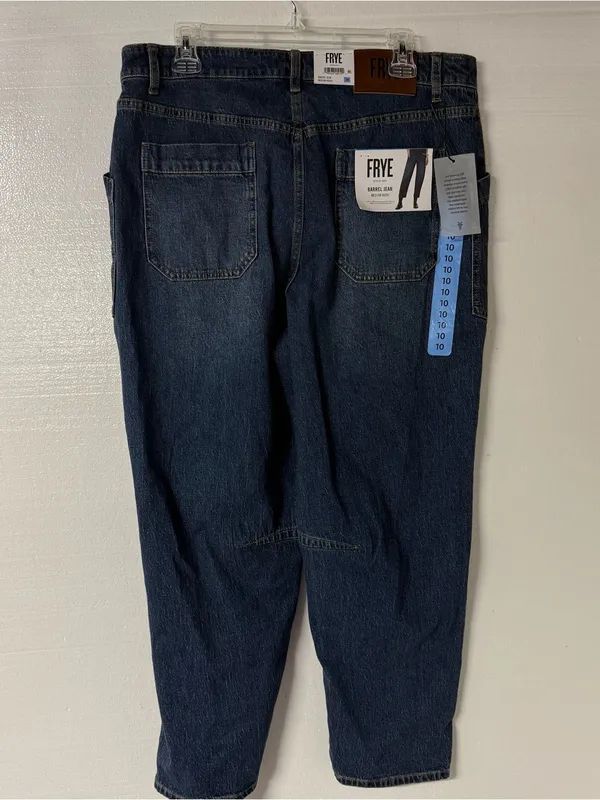 Frye Barrel Jeans Women Medium Wash 10 High Rise Curved Leg Denim Button Fly - Image 8