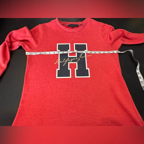Tommy Hilfiger Sweatshirt Dress Large Center Logo Red Women's Medium - Image 8