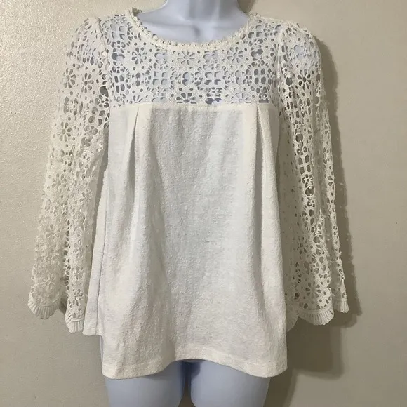 Eri+Ali for Anthropologie Marigold Lace‎ Blouse XS Coastal Cowgirl Bohemian Boho - Image 3