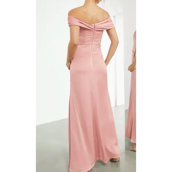 ASOS Edition Satin Bardo Drape Wrap Maxi Dress in Dusky Rose, Size 0​​​​​​​​ - Image 3