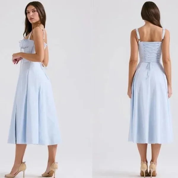 HOUSE OF CB 'Carmen' Soft Blue Cotton Bustier Sundress NWOT - Image 9