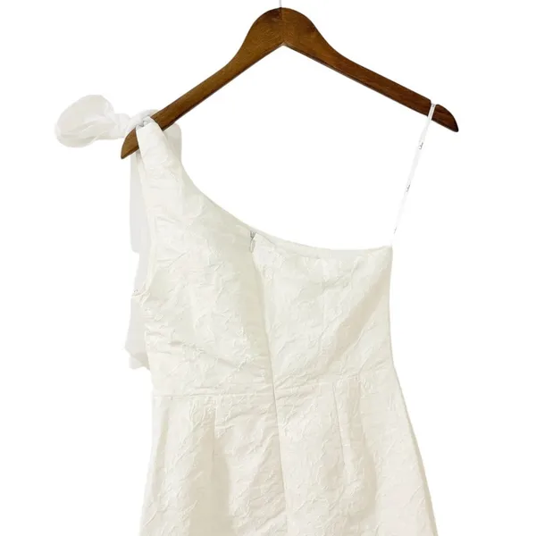 Lulus Unique Perfection White Floral Jacquard One-Shoulder Mini Dress size Small - Image 6