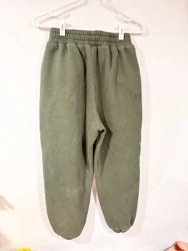 Comfrt Green Pull On Athletic Jogger Fleece Lined Sweatpants Unisex Medium - Image 4