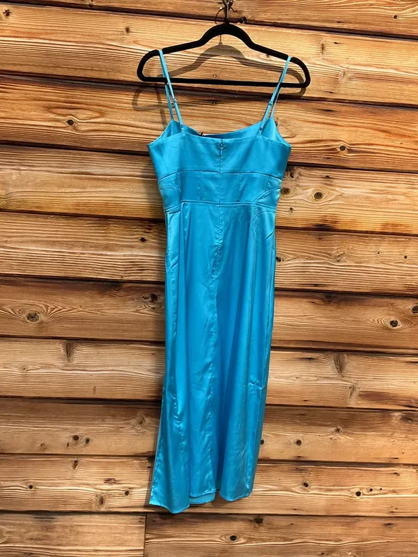 Steve Madden Size S Blue Drape Front Corset Satin Slip Dress - Image 8