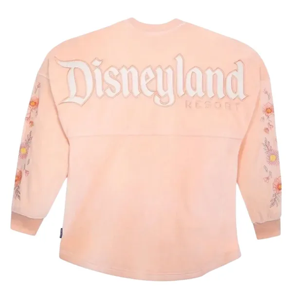 Disney Parks Peach Floral Sleeve Velour Embroidered Disneyland Spirit Jersey M - Image 2