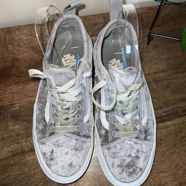 Vans Old Skool Ultracush Velvet Women 8.0‎ Shoes Gray Lace Up Platform Sneakers - Image 4