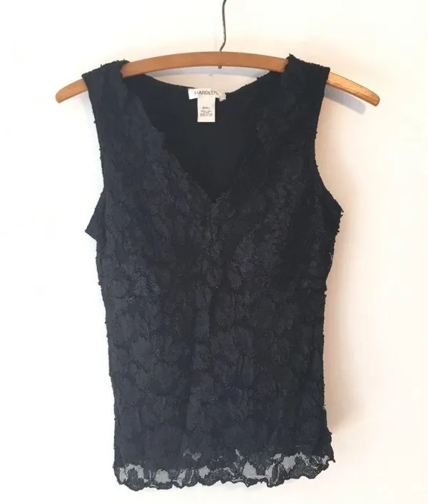 Vintage 90s Lace Tight Fit Tank Y2K early 2000s - Image 4