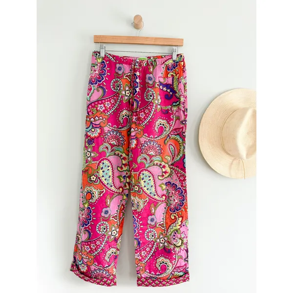 Vera Bradley | 2-Piece Cotton Pajama Set Pink Paisley Button Up | Sz S - Image 7