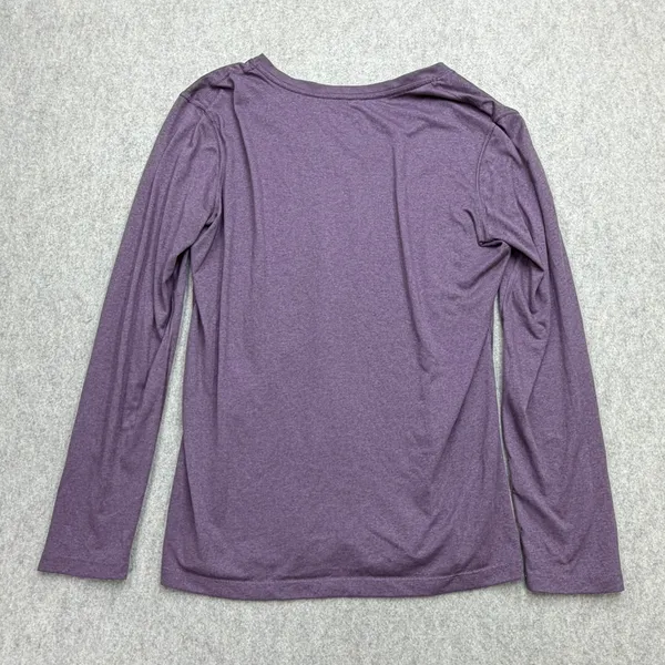 Nike Dri-Fit Shirt Women M V-Neck Long Sleeve Purple Athleisure Activewear Sport - Image 2