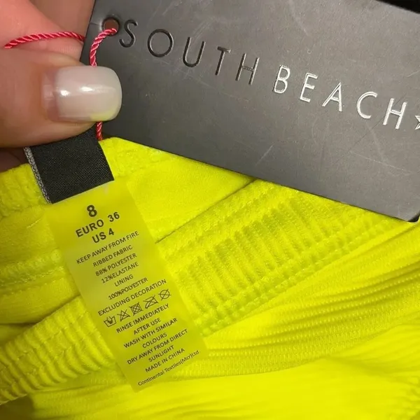 ✨South Beach Mix and Match Ribbed Neon Yellow Sz 4 Bikini Set✨ - Image 7