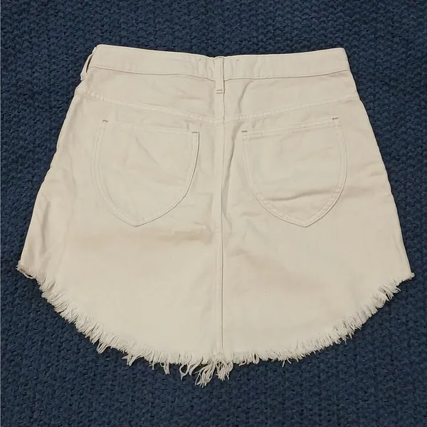 We The Free Bailey Denim Jeans Cut Off Skirt Sz 28 Ivory Western Coastal Cowgirl - Image 4