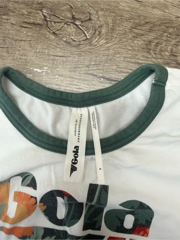 Gola x Anthropologie Cotton Ringer Graphic Tee size small - Image 4