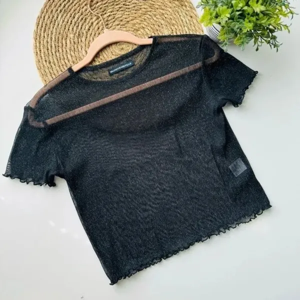 BRANDY MELVILLE Black Porter Sheer Glitter Top‎ - Image 2