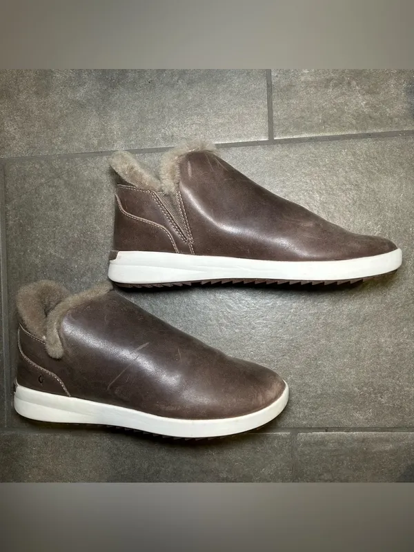 Olukai Malua Hulu Brown Leather Fur Lined Slip On Boots Women’s Shoe Size 8.5 - Image 6
