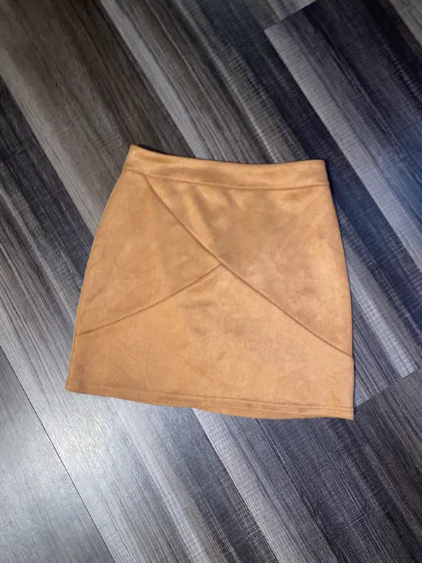 Mango camel faux-suede mini skirt - Image 2