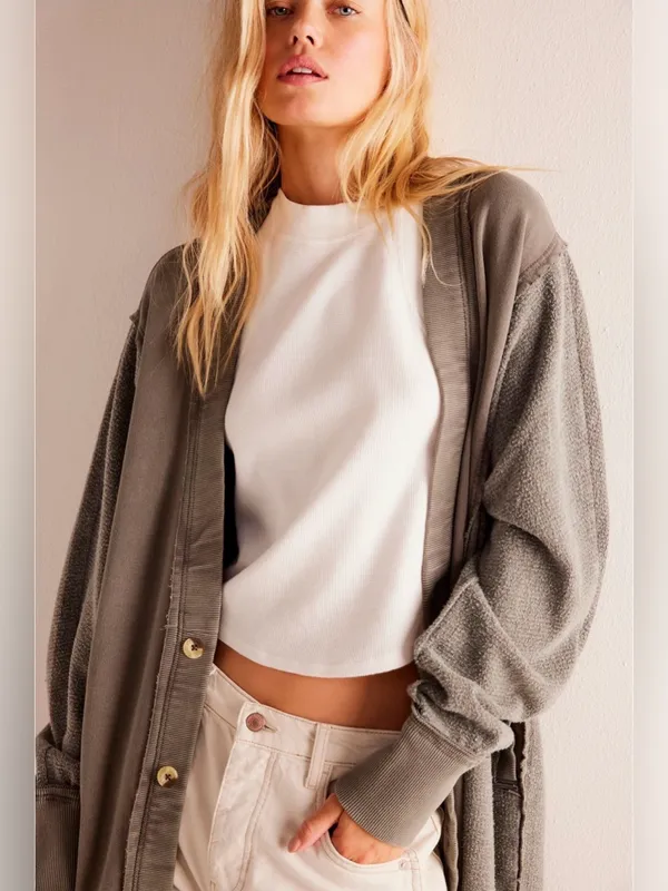 We the free free people dreamy blue cardi- quiet grey NWT $148 XS *see color* - Image 4