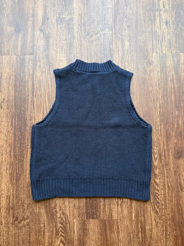 Women’s Navy Blue Melrose and Market Fisherman Knit Sweater Vest - Size S - Image 2