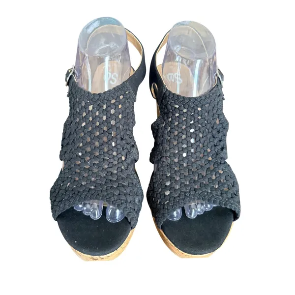 SO‎ Taffy Black Woven Braided Cork Wedge Sandals Women's Size 10 M 214784 - Image 3