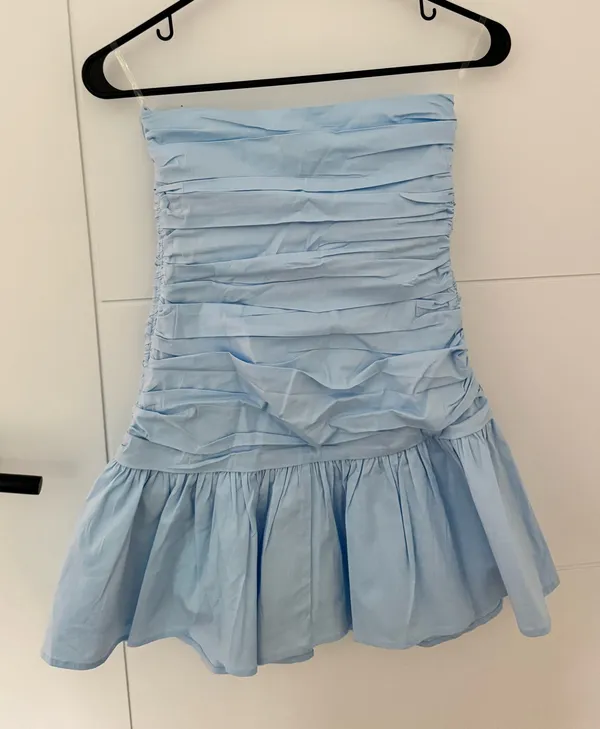 Peppermayo Mini Blue Strapless Dress - Image 3