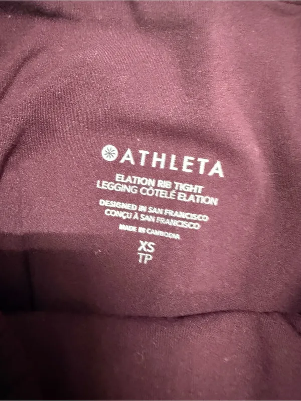 Athleta Elation Rib Tight Leggings Burgundy Size XS High Rise Ribbed - Image 3