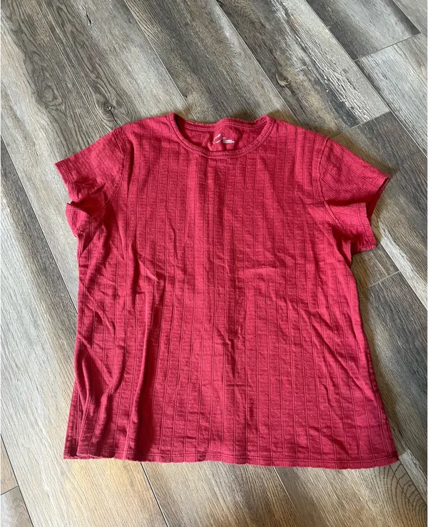 Aerie Off-Duty Pointelle Ribbed Shirt in Red - Image 2