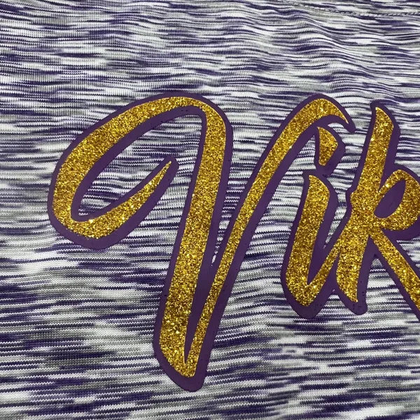 NFL Team Apparel Minnesota Vikings Womens Purple Space Dye Glitter T-Shirt S‎ - Image 3