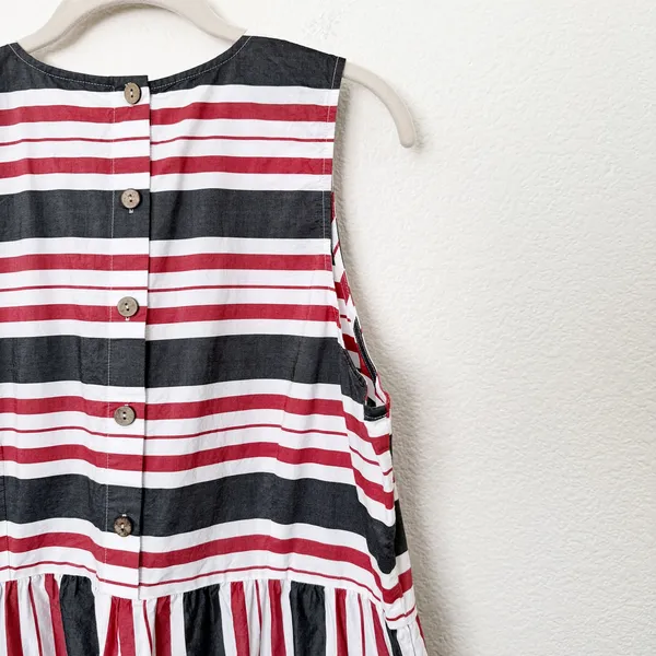 [Anthropologie] Maeve Red Gray Striped Wide Leg Sleeveless Jumpsuit Cotton Sz XL - Image 8