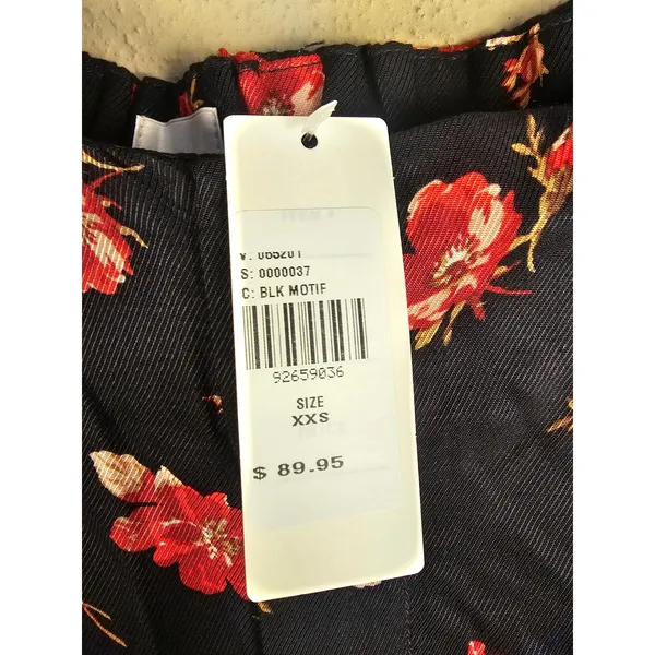 NWT Maeve Anthropologie Black Red Floral Wide Leg Pleated Culottes Pants Small - Image 6