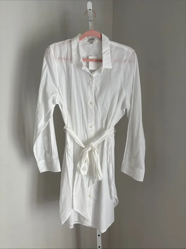 J. Crew Cover-Up Classic White Button-Front Shirt Dress Sz XXL Lightweight Airy - Image 3