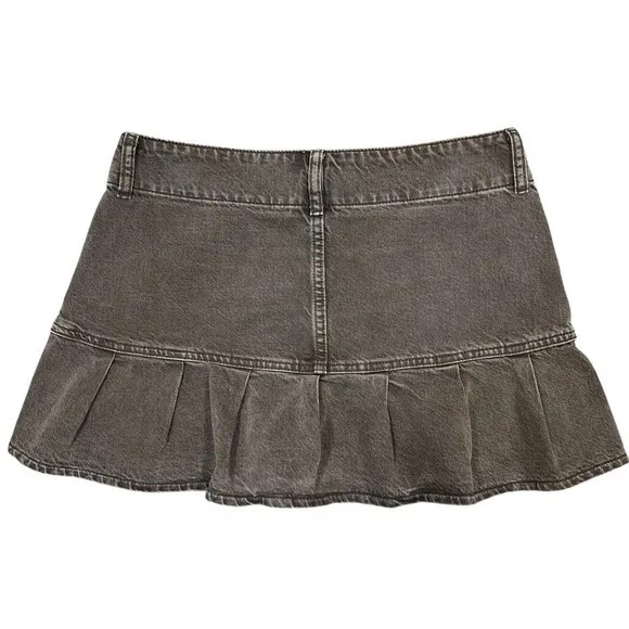 PacSun Brown Low-Rise Denim Micro Mini Skirt Sz 27" Pleated Y2K Grunge Cyber - Image 2