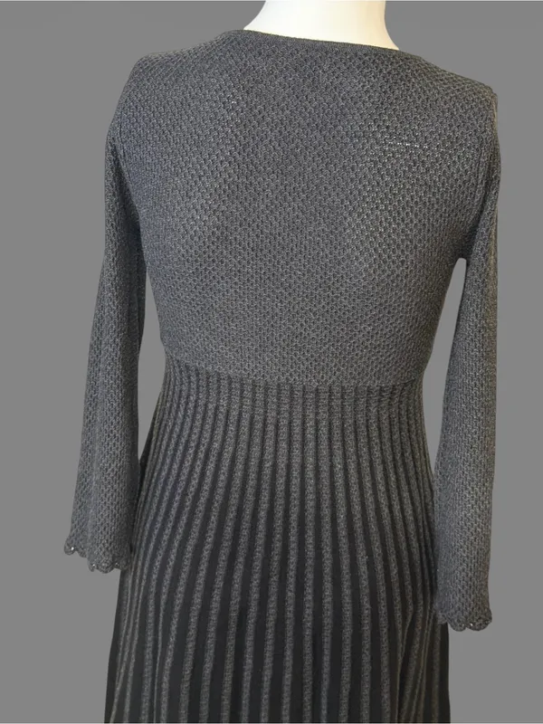 Calvin Klein Charcoal Long-Sleeve Pleated Knit Dress - Image 6