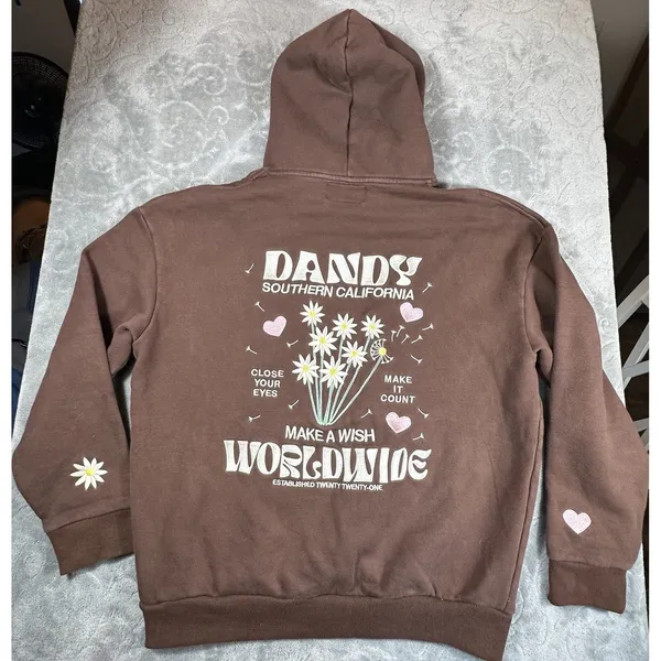 Women's Dandy Worldwide Make A Wish Oversized Lux Hoodie Large Chocolate Brown - Image 8
