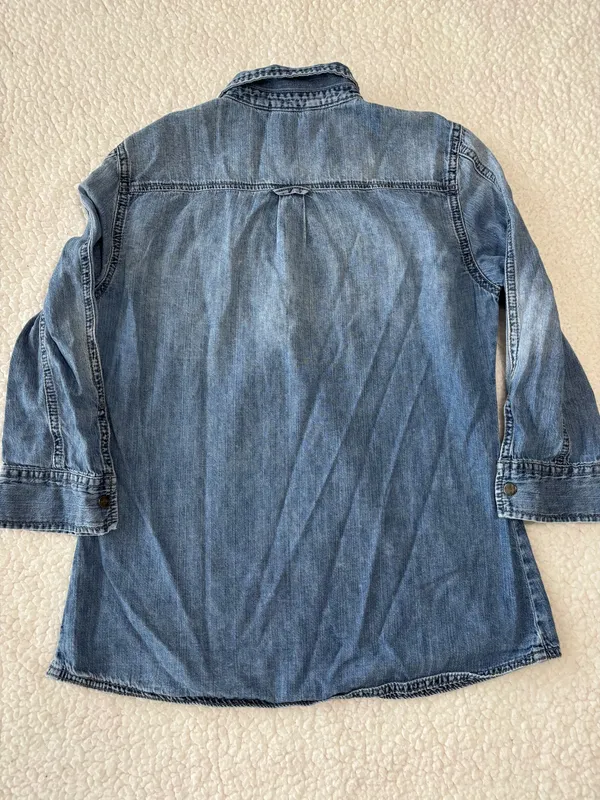 Vintage 90s Grunge Calvin Klein Chambray Denim Utility Shirt Dual Flap Pockets Size M - Image 8