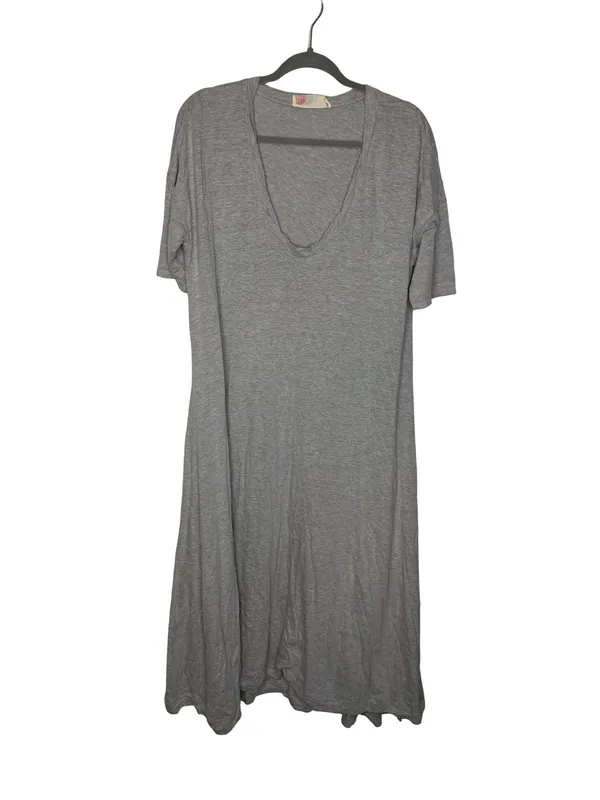 ✨ FP Beach Gray V Neck T Shirt Dress Size M Casual Oversized Coastal‎ Minimal ✨ - Image 2